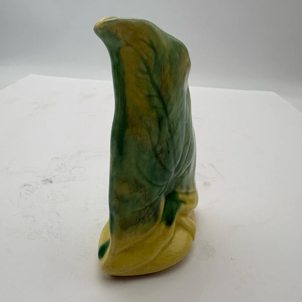 Mid-Century Modern Handcrafted Green and Yellow Leaf Vase